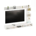 Dettlet Modern Engineered Wood Wall Mounted TV Unit with Open Storage Shelves Racks (White) - top_view