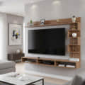 Dettlet Modern Engineered Wood Wall Mounted TV Unit with Open Storage Shelves Racks (Exotic Teak) - front_view