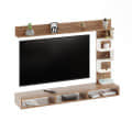 Dettlet Modern Engineered Wood Wall Mounted TV Unit with Open Storage Shelves Racks (Exotic Teak & White) - top_view