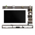 Dettlet Modern Engineered Wood Wall Mounted with Open Storage Shelves Racks (Wenge & White) - left_view