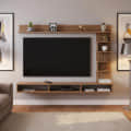 Dettlet Engineered Wood Wall-Mount TV Unit with Display Shelves (Exotic Teak) - photo