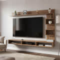 Dettlet Engineered Wood Wall-Mount TV Unit with Display Shelves (Exotic Teak) - front_view