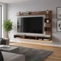 Dettlet Engineered Wood Wall-Mount TV Unit with Display Shelves (Exotic Teak) - right_view