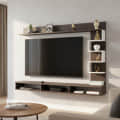 Dettlet Engineered Wood Wall-Mount TV Unit with Display Shelves (Wenge & White) - front_view