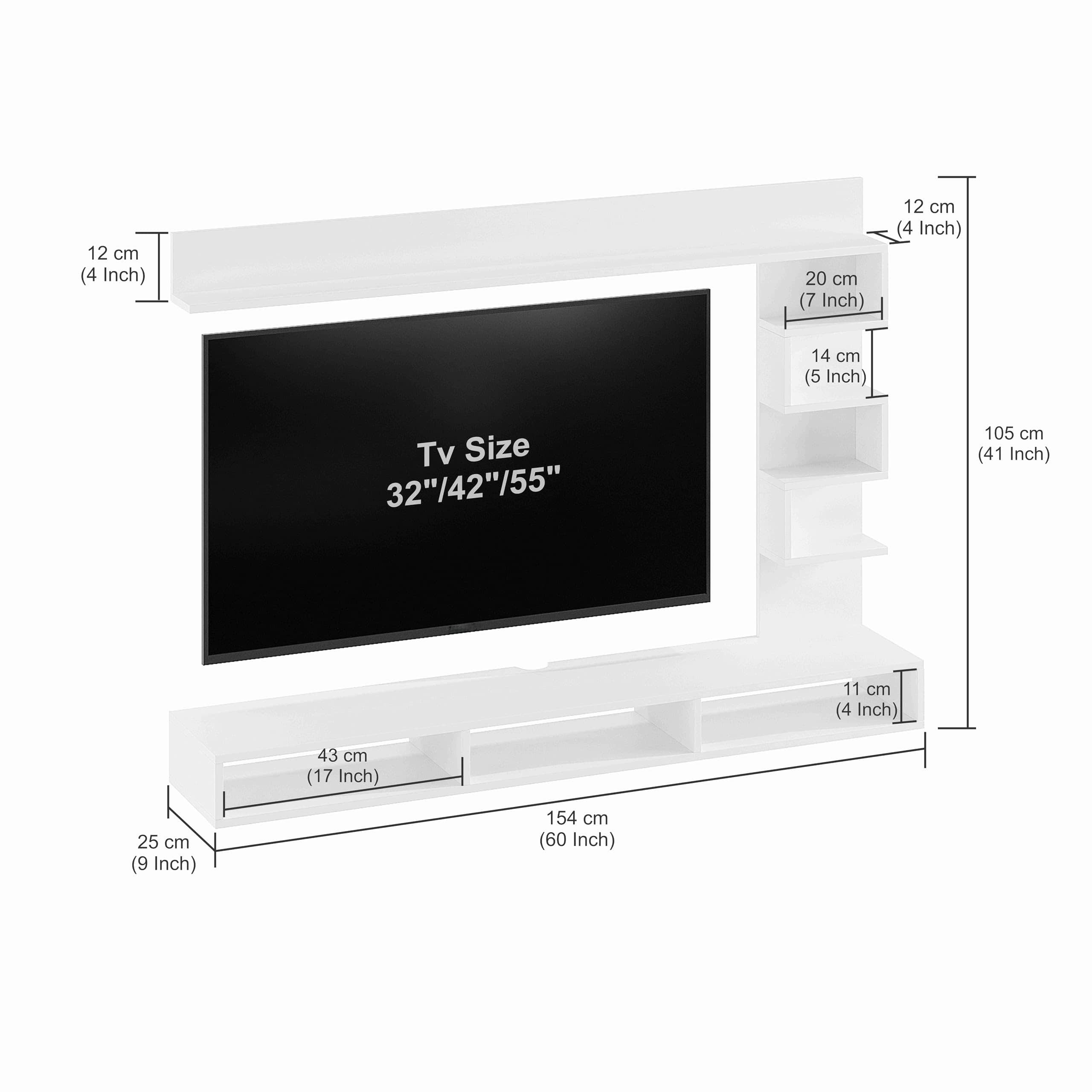 Dettlet Engineered Wood Wall-Mount TV Unit with Display Shelves (Wenge & White)