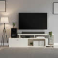 Dexon Modern Engineered Wood Floor TV Cabinet with Storage & Open Shelves (White) - photo