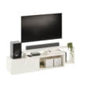 Dexon Modern Engineered Wood Floor TV Cabinet with Storage & Open Shelves (White) - left_view