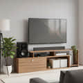 Dexon Modern Engineered Wood Floor TV Cabinet with Storage & Open Shelves (Exotic Teak) - photo