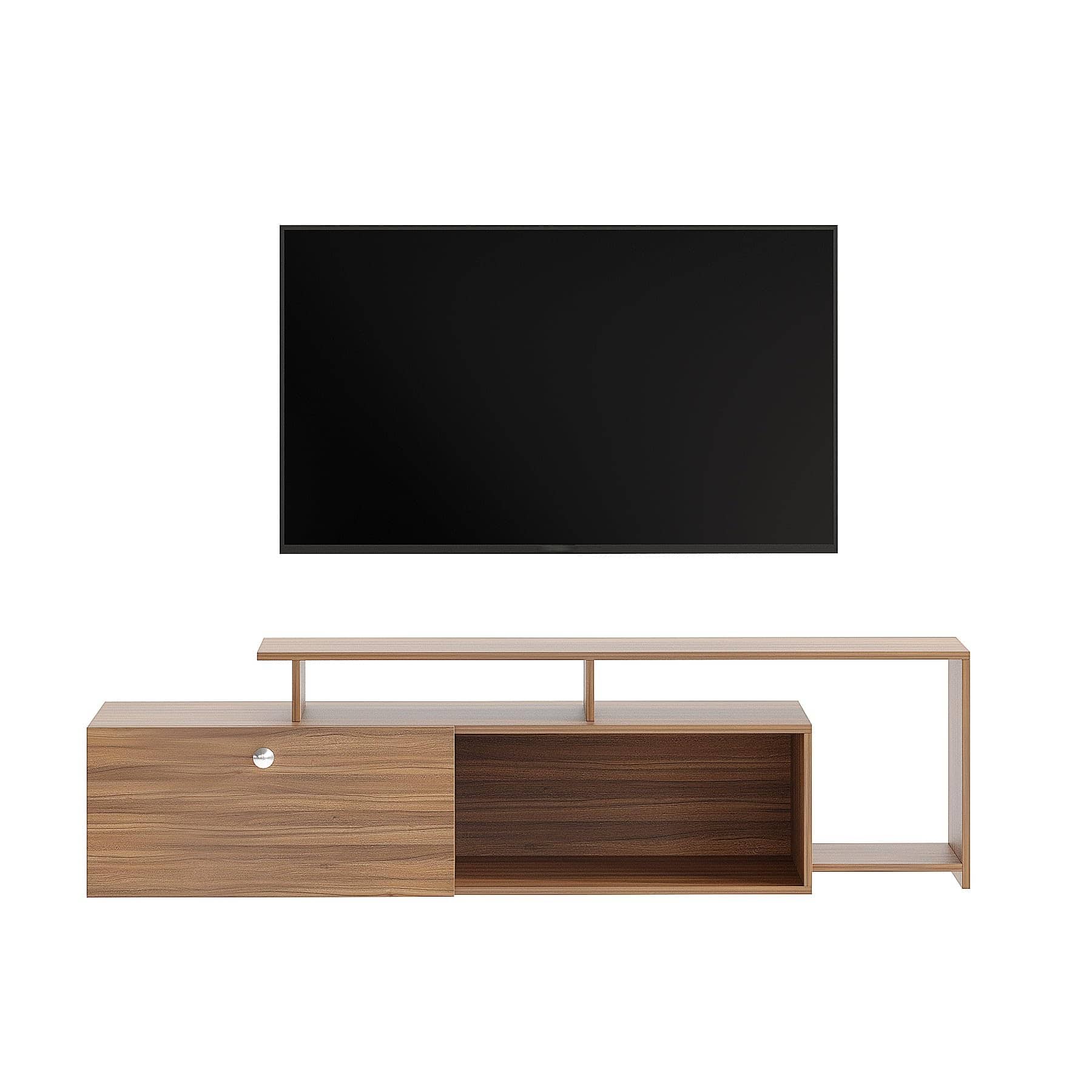Dexon Modern Engineered Wood Floor TV Cabinet with Storage & Open Shelves (Exotic Teak)