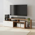 Dexon Modern Engineered Wood Floor TV Cabinet with Storage & Open Shelves (Exotic Teak & White) - front_view