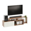 Dexon Modern Engineered Wood Floor TV Cabinet with Storage & Open Shelves (Exotic Teak & White) - left_view