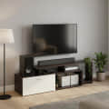 Dexon Modern Engineered Wood Floor TV Cabinet with Open Shelves (Wenge & White) - photo