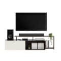 Dexon Modern Engineered Wood Floor TV Cabinet with Open Shelves (Wenge & White) - top_view