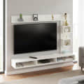 Elite Engineered Wood Wall Mount TV Unit with Display Shelves in Exotic Teak & White - front_view