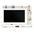 Elite Engineered Wood Wall Mount TV Unit with Display Shelves in Exotic Teak & White - top_view