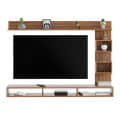 Elite Engineered Wood Wall Mount TV Unit with Shelves (Exotic Teak & White) - top_view