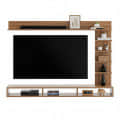 Eplus Modern Engineered Wood Wall Mounted TV Unit with Storage Shelves & Display Racks (Exotic Teak) - left_view