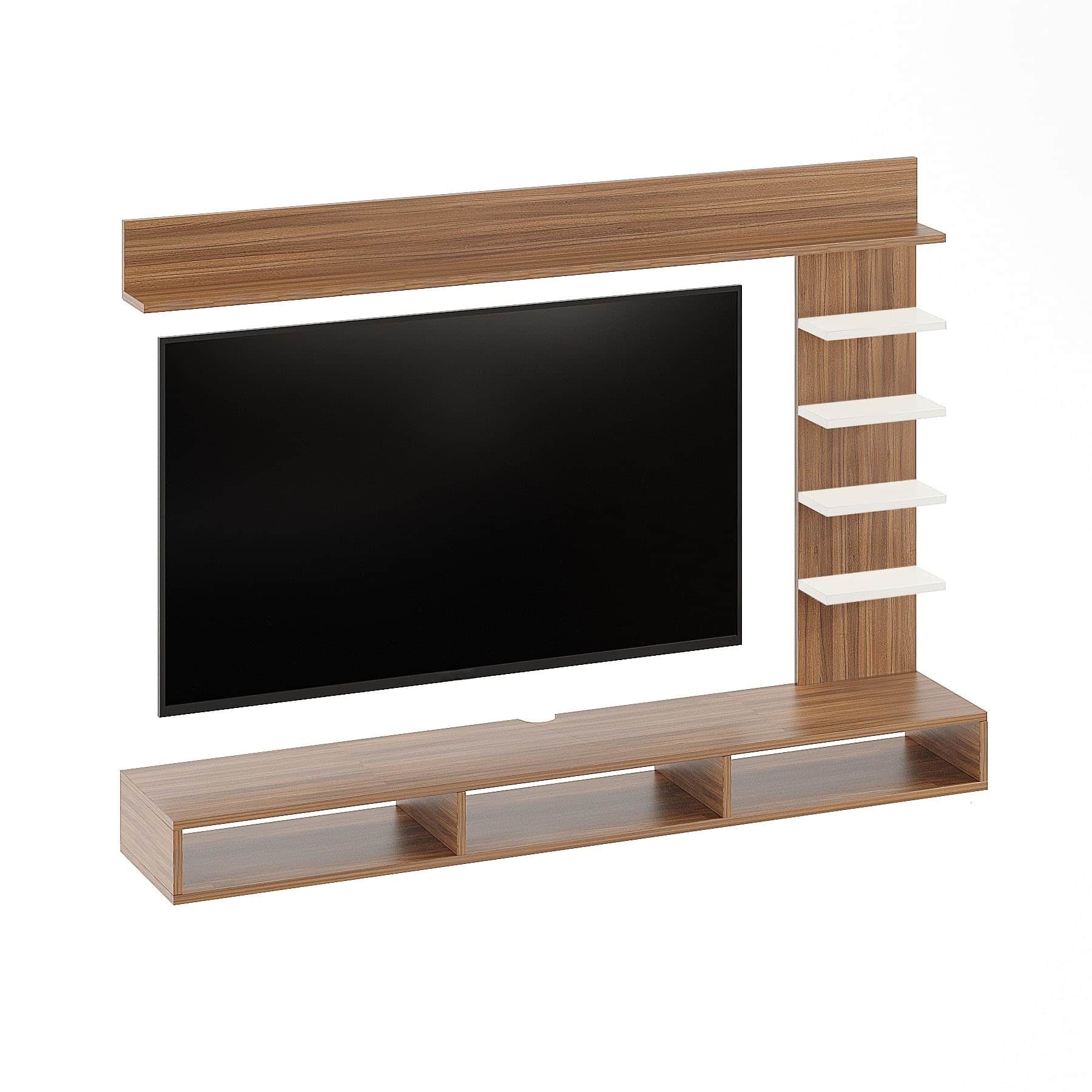 Eplus Engineered Wood Wall Mount TV Unit (Ideal for 50-55 Inch) (D.I.Y) (Exotic Teak & White) - right_view