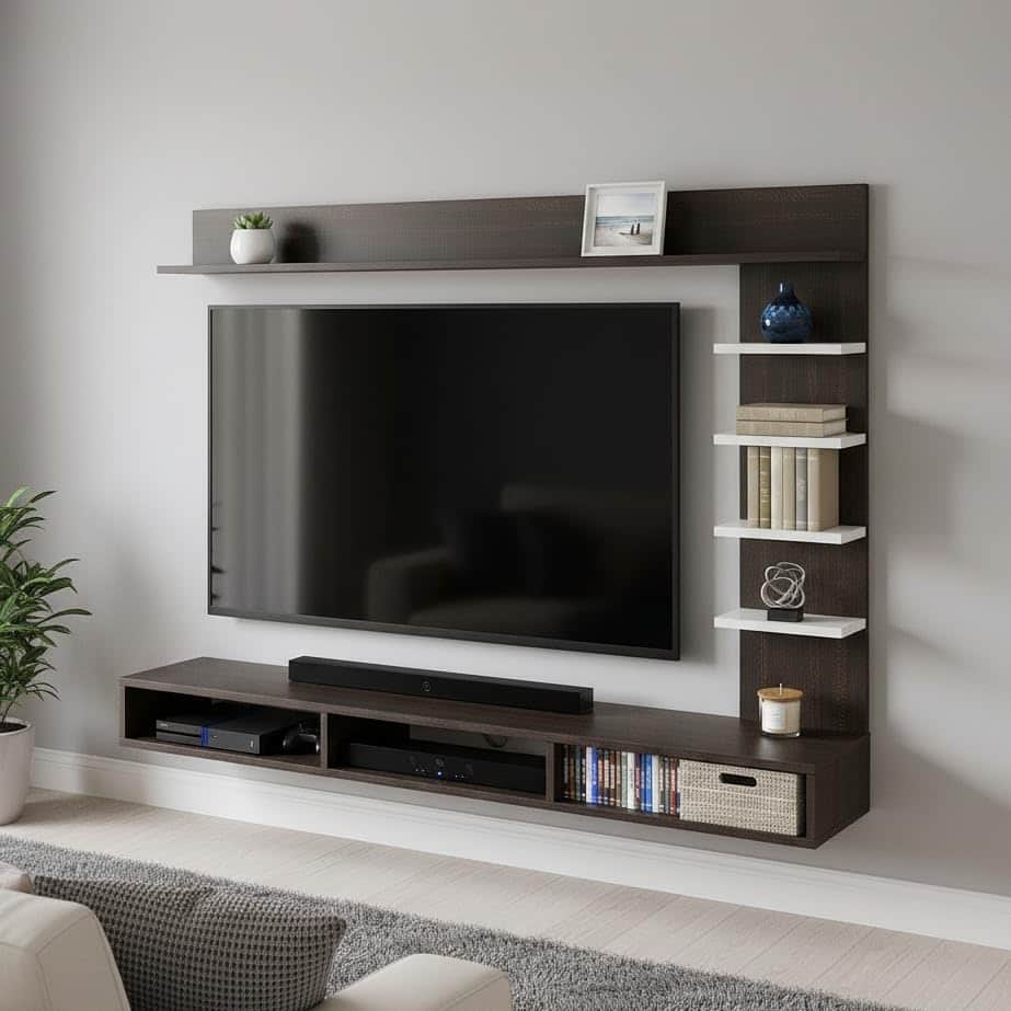 Eplus Engineered Wood Wall Mount TV Unit (Ideal for 50-55 Inch) (D.I.Y) (Wenge & White) - front_view