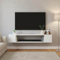 Ether Modern Wall Mounted TV Unit with Floating Shelf (White) - front_view