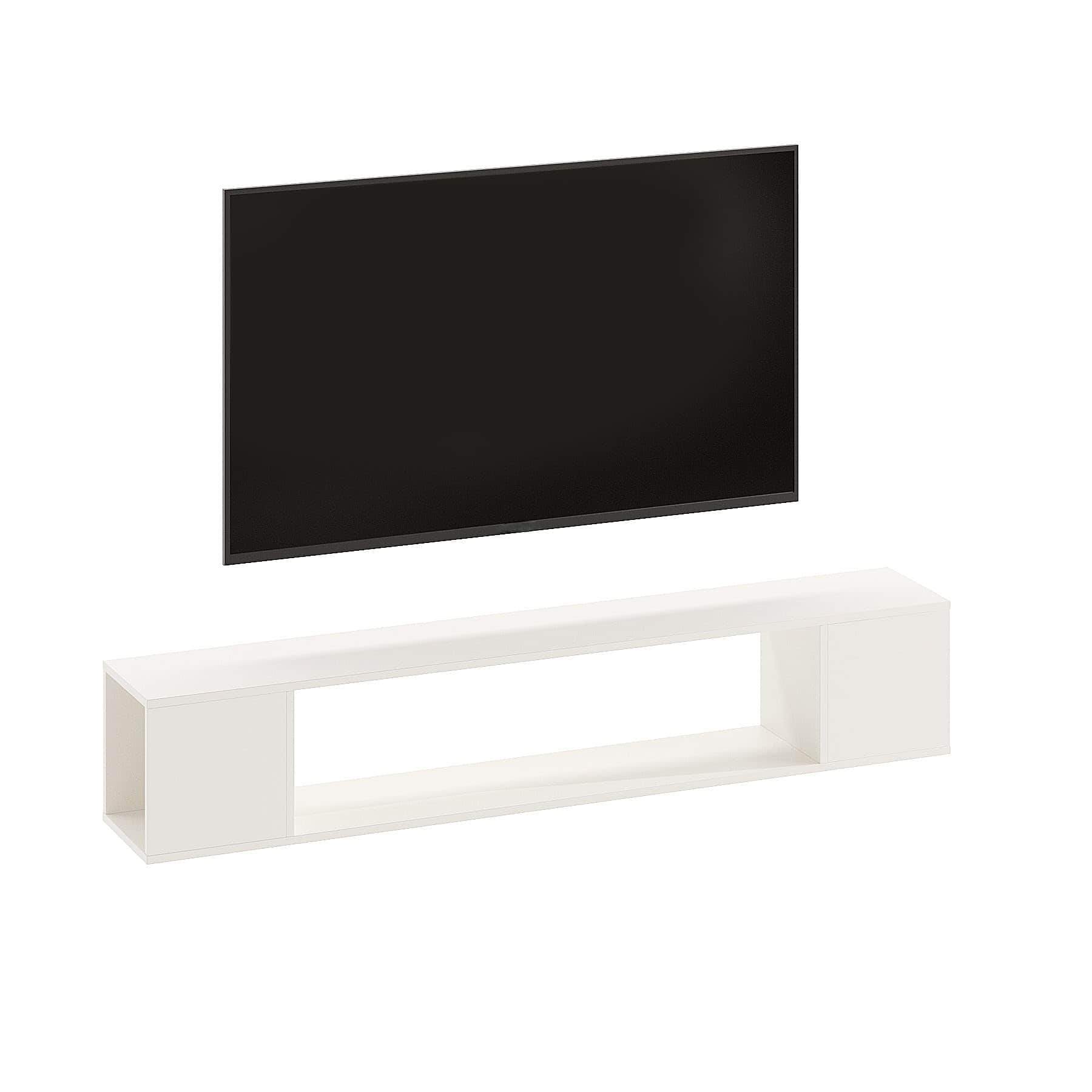 Ether Modern Wall Mounted TV Unit with Floating Shelf (White) - right_view