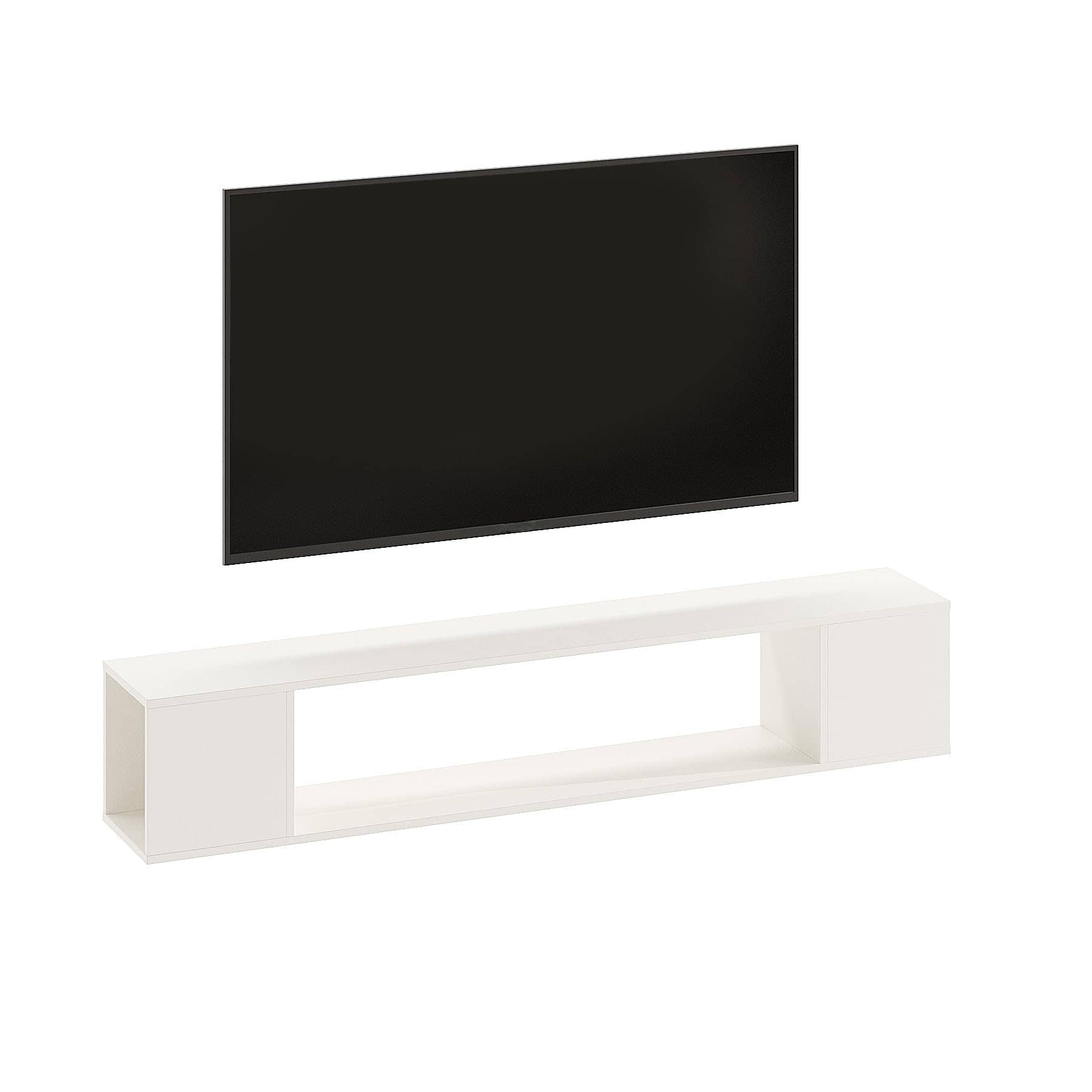 Ether Modern Wall Mounted TV Unit with Floating Shelf (White)