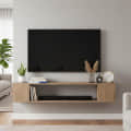 Ether Modern Wall Mounted TV Unit with Floating Shelf (Exotic Teak) - front_view