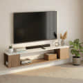 Ether Modern Wall Mounted TV Unit with Floating Shelf (Exotic Teak & White) - photo