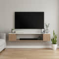 Ether Modern Wall Mounted TV Unit with Floating Shelf (Exotic Teak & White) - front_view