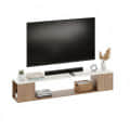 Ether Modern Wall Mounted TV Unit with Floating Shelf (Exotic Teak & White) - right_view