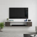 Ether Modern Wall Mounted TV Unit with Floating Shelf (Wenge & White) - photo