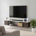 Ether Modern Wall Mounted TV Unit with Floating Shelf (Wenge & White) - front_view