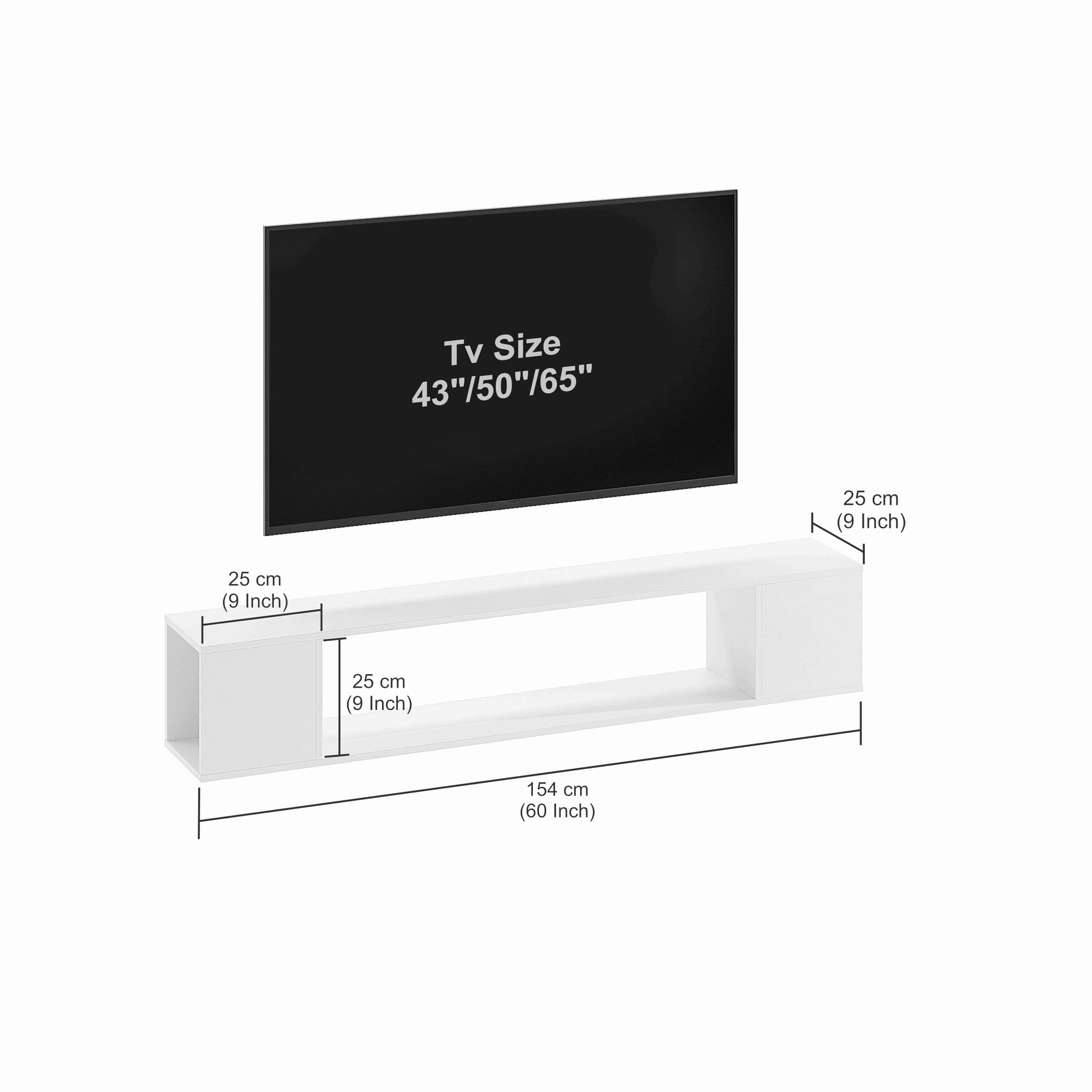 Ether Modern Wall Mounted TV Unit with Floating Shelf (Wenge & White) - rear_view