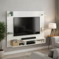 Harrison Wall Mount TV Cabinet with Back Panel, Set Top Box Stand & Display Shelves (White) - front_view
