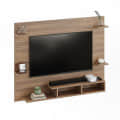 Harrison Wall Mount TV Cabinet with Back Panel, Set Top Box Stand & Display Shelves (Exotic Teak) - left_view