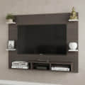 Harrison Wall Mount TV Cabinet with Back Panel, Set Top Box Stand & Display Shelves (Wenge & White) - front_view