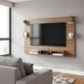 Harrison Wall Mount TV Cabinet with Back Panel, Set Top Box Stand & Display Shelves (Exotic Teak & White) - top_view