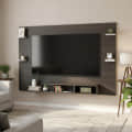 Harrison Wall Mount TV Cabinet with Back Panel, Set Top Box Stand & Display Shelves (Wenge & White) - front_view