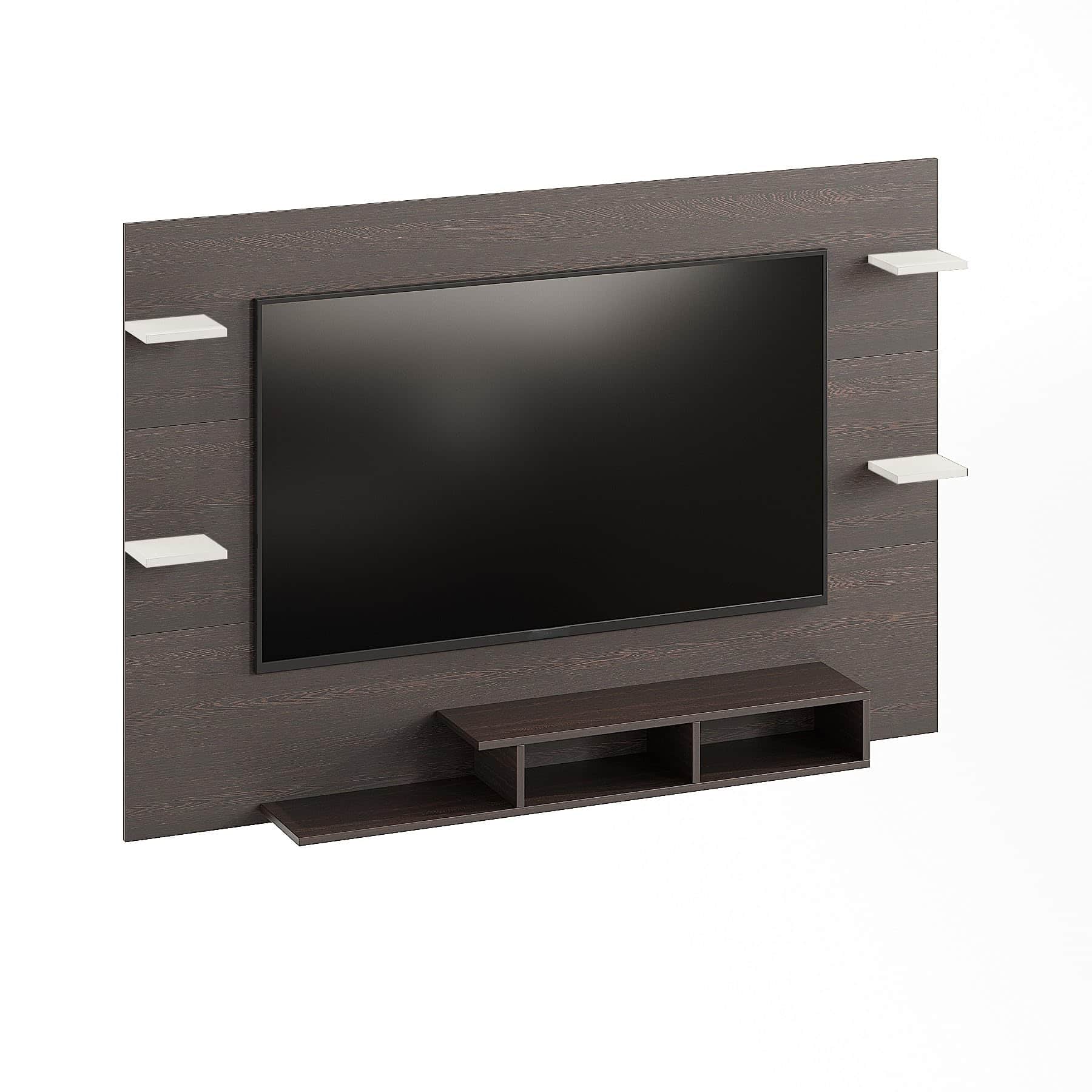 Harrison Wall Mount TV Cabinet with Back Panel, Set Top Box Stand & Display Shelves (Wenge & White) - left_view