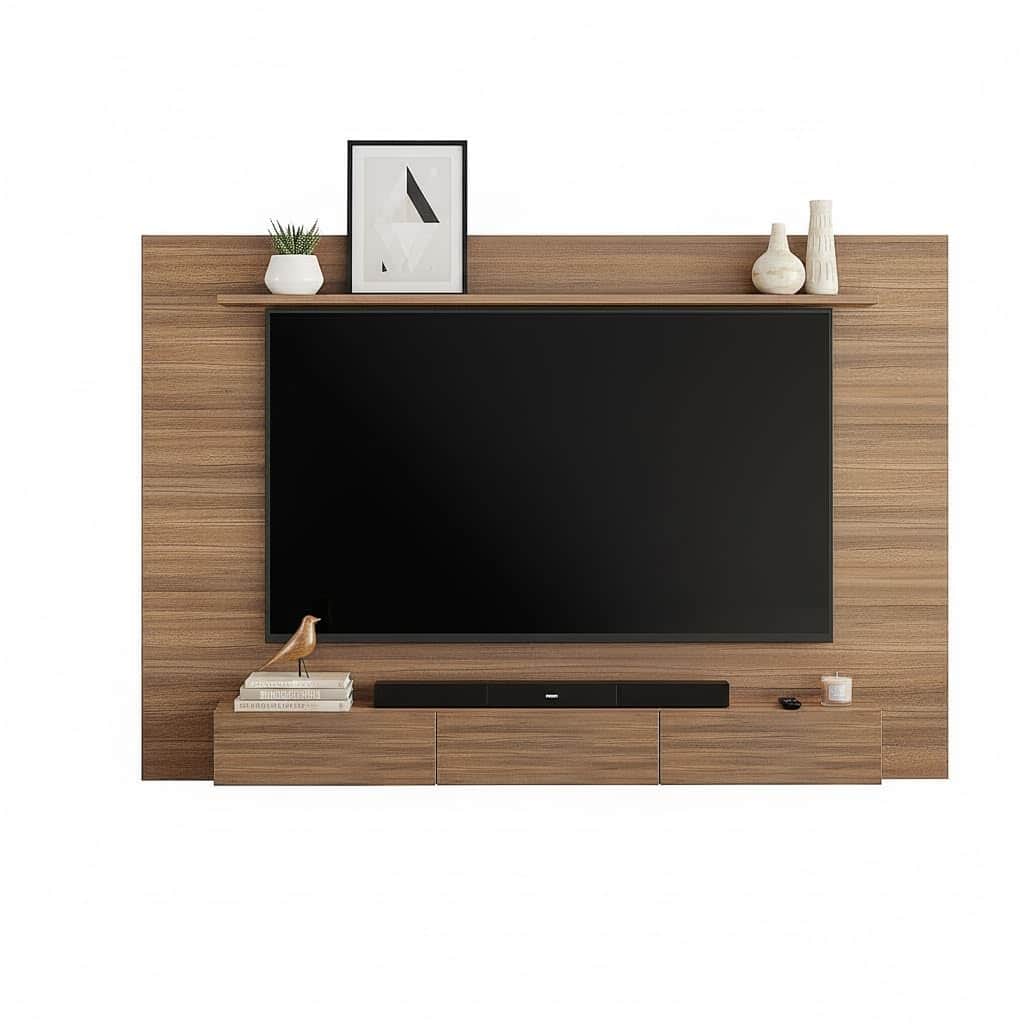 Laminor Wall Mounted TV Unit with Decor & Media Storage (Exotic Teak) - right_view