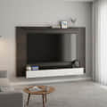 Laminor Wall Mounted TV Unit with Decor & Media Storage (Wenge & White) - front_view
