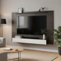 Laminor Wall Mounted TV Unit with Decor & Media Storage (Wenge & White) - left_view