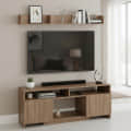 Oakliss Modern Engineered Wood TV Unit with Storage Cabinets Open Shelves & Display Rack (Exotic Teak) - front_view