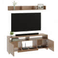 Oakliss Modern Engineered Wood TV Unit with Storage Cabinets Open Shelves & Display Rack (Exotic Teak) - top_view