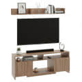 Oakliss Modern Engineered Wood TV Unit with Storage Cabinets Open Shelves & Display Rack (Exotic Teak) - left_view