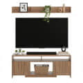 Oakliss Modern Engineered Wood TV Unit with Storage Cabinets Open Shelves & Display Rack (Exotic Teak) - right_view