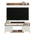 Oakliss Modern Engineered Wood TV Unit with Storage Cabinets Open Shelves & Display Rack (Exotic Teak & White) - left_view