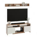 Oakliss Modern Engineered Wood TV Unit with Storage Cabinets Open Shelves & Display Rack (Exotic Teak & White) - right_view