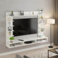 Steven Wall Mount TV Unit with Storage Shelves | White - front_view