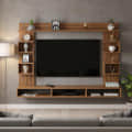 Steven Wall Mount TV Unit with Storage Shelves | Exotic Teak - front_view